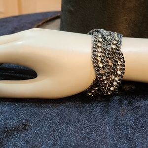 Chain And Rhinestone Braided Bracelet